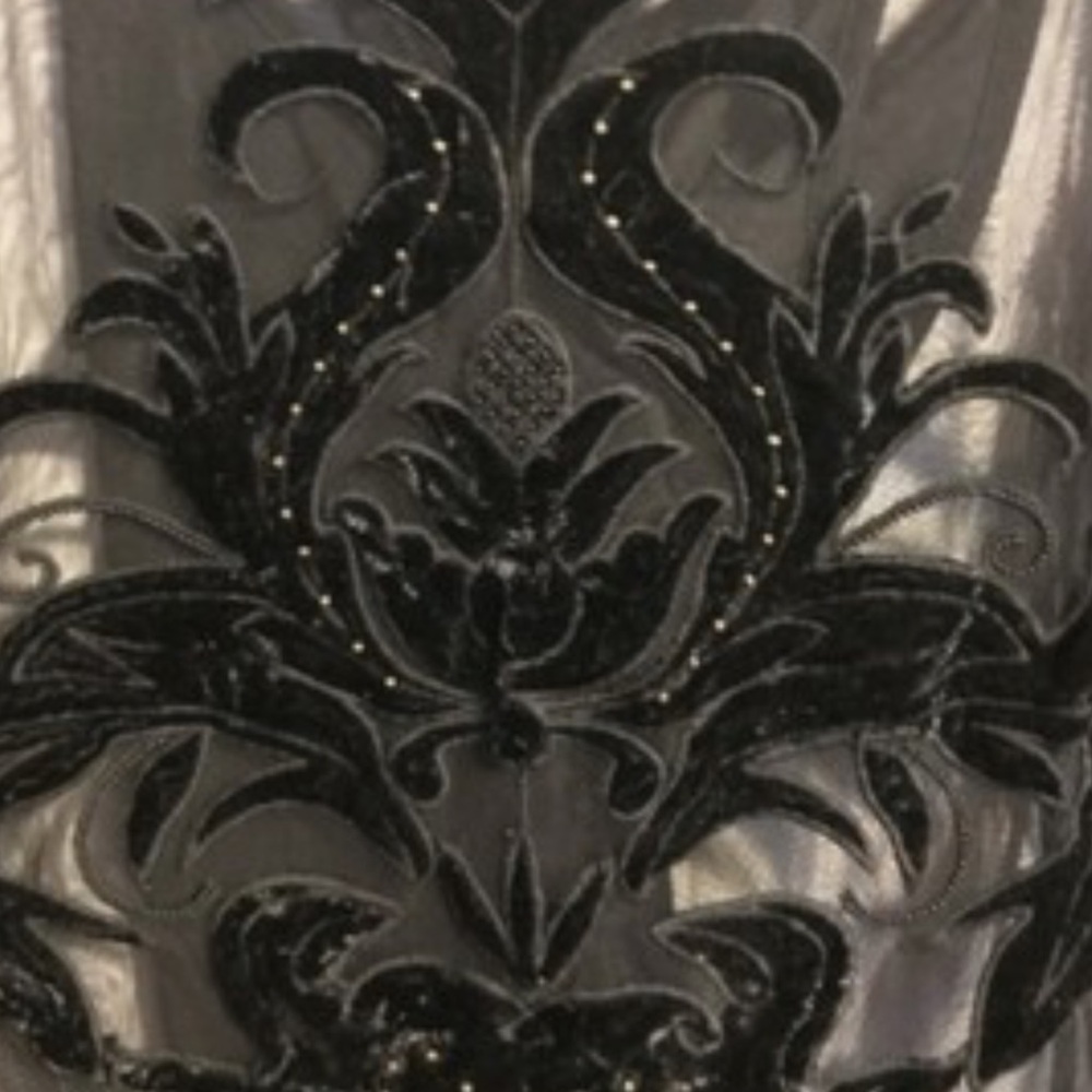 INC Black Mesh Velvet Appliqué See Through Top Blouse. Petite,Vintage,Y2K, Goth - Picture 13 of 15